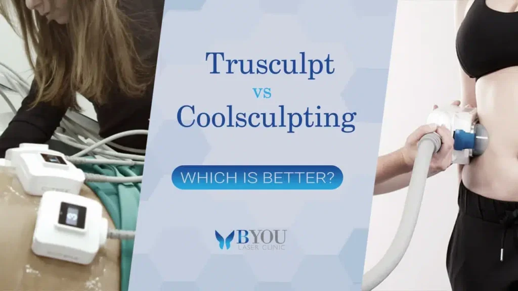 Trusculpt vs. Coolsculpting words on paper