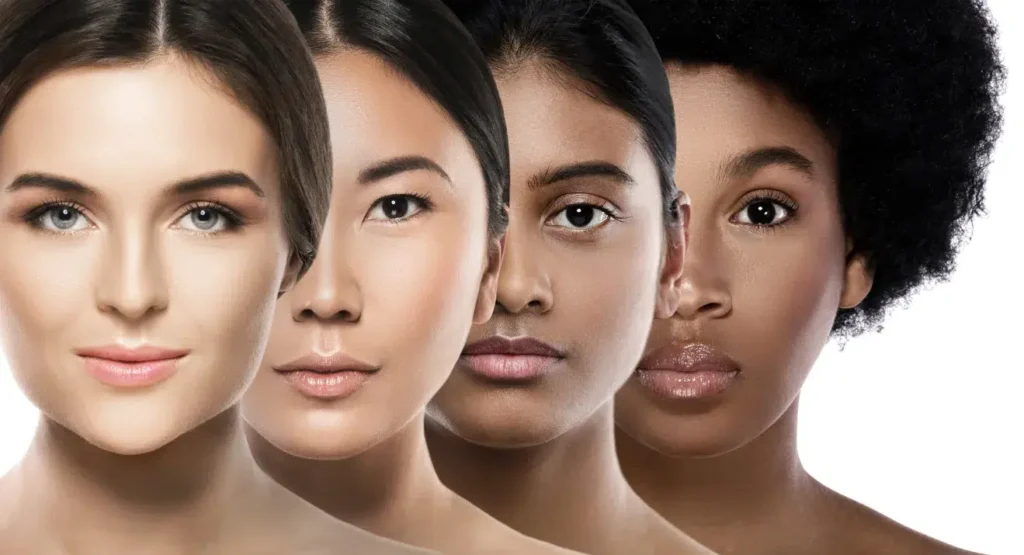Skin tones of women laser hair removal