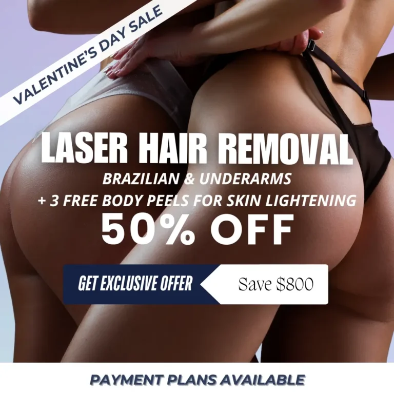 laser hair removal 50% off Brazilian and underarms