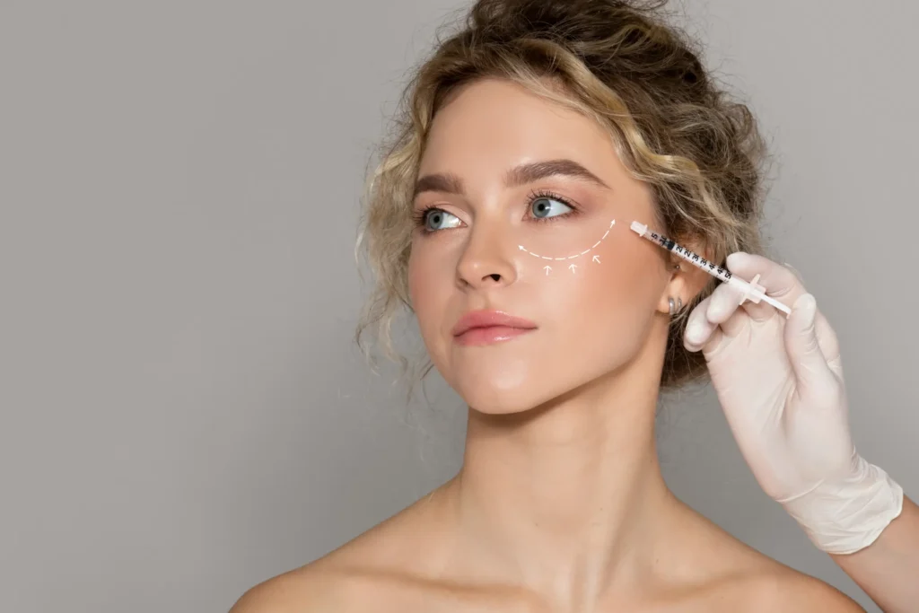 woman getting consultation for her face