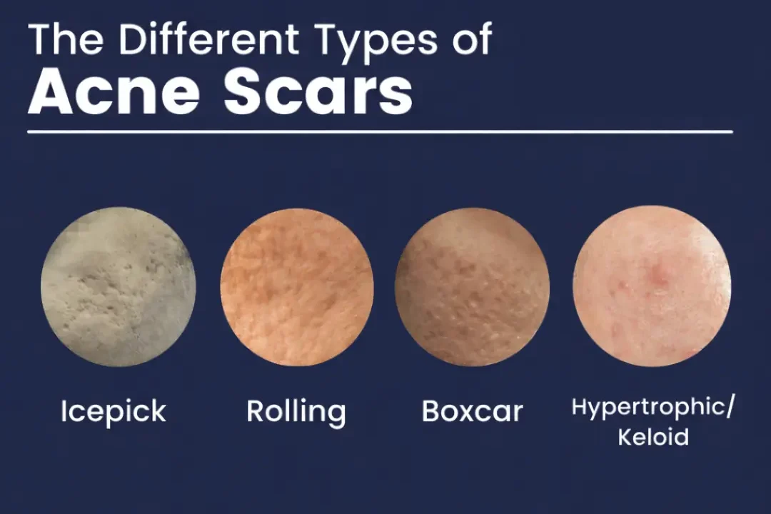 tpyes of acne scars beside eachother
