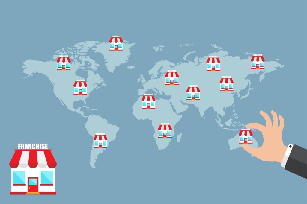 Animated hand grabbing a franchise