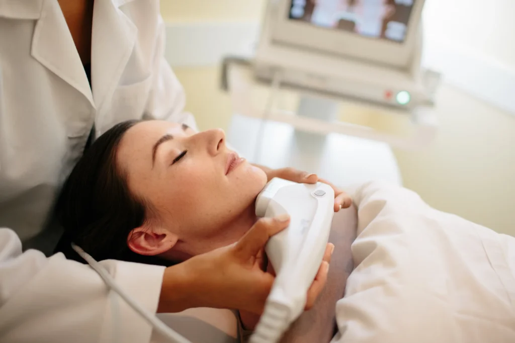 Client getting Ultherapy Treatment